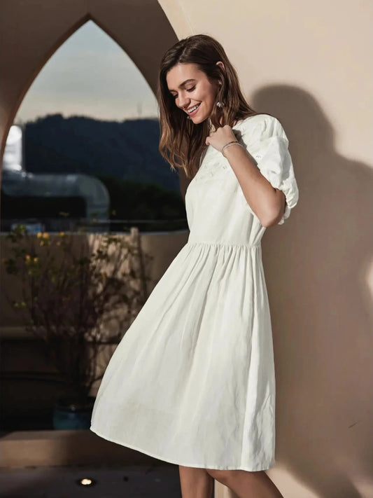 White Knee length dress 