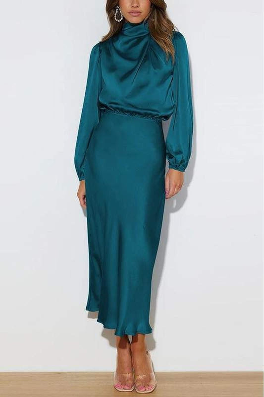 Midi silk dress modest 