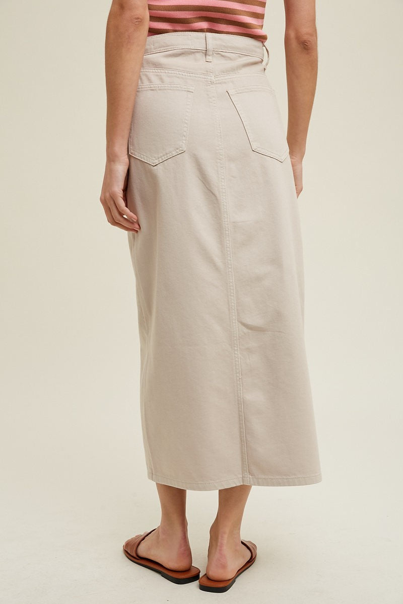 Midi beige denim skirt 